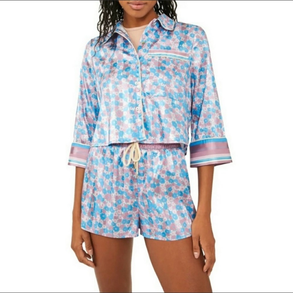 Free People Pillow Talk Loungewear Pajama Set in Cool Lavender - Picture 2 of 5